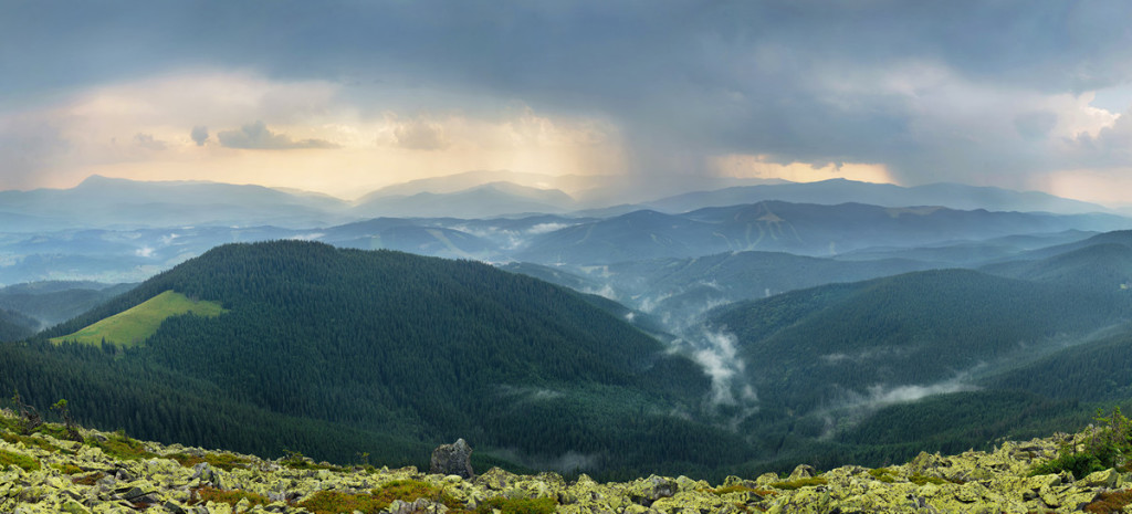 Rainy mountain landskape